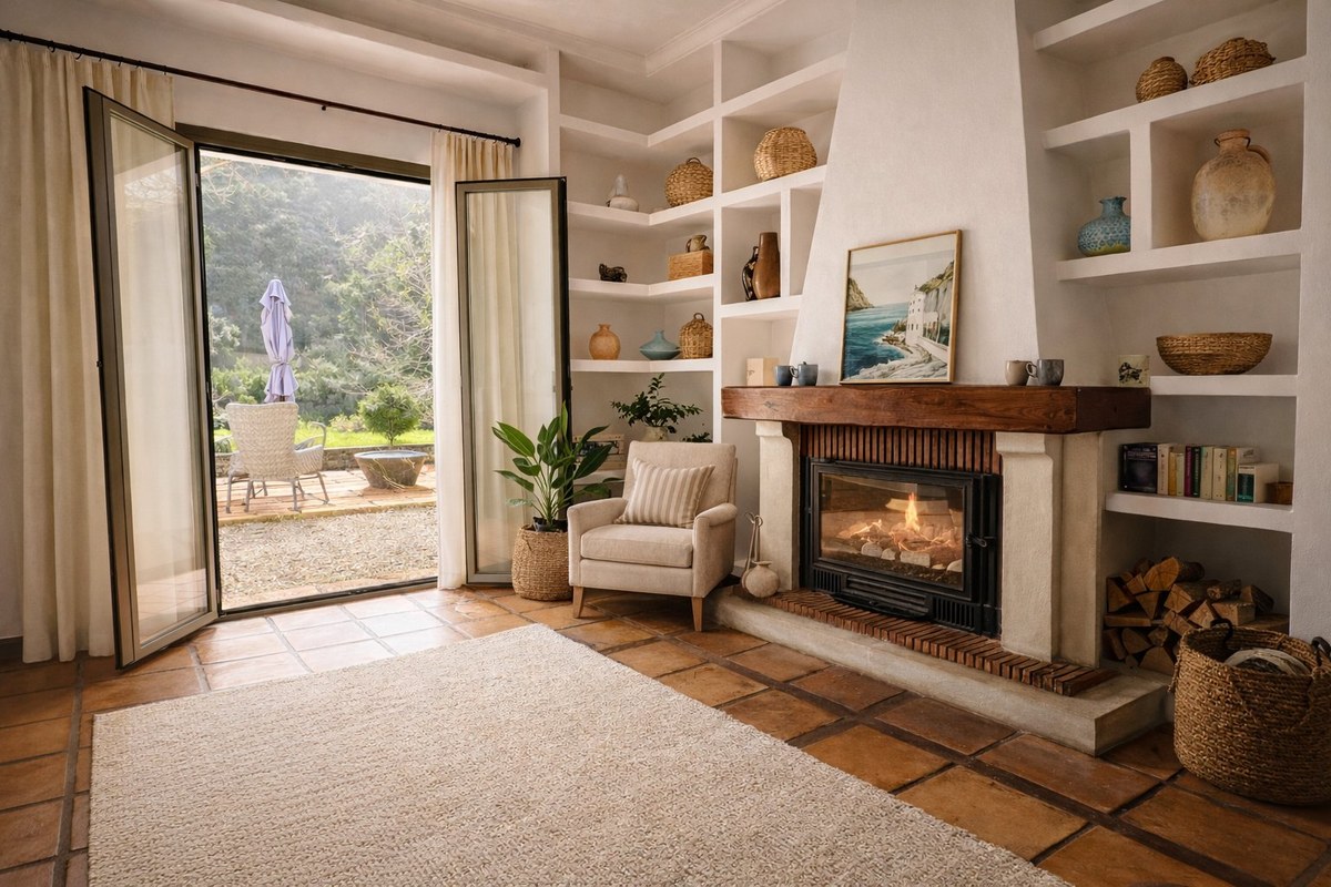 Living room with fireplace