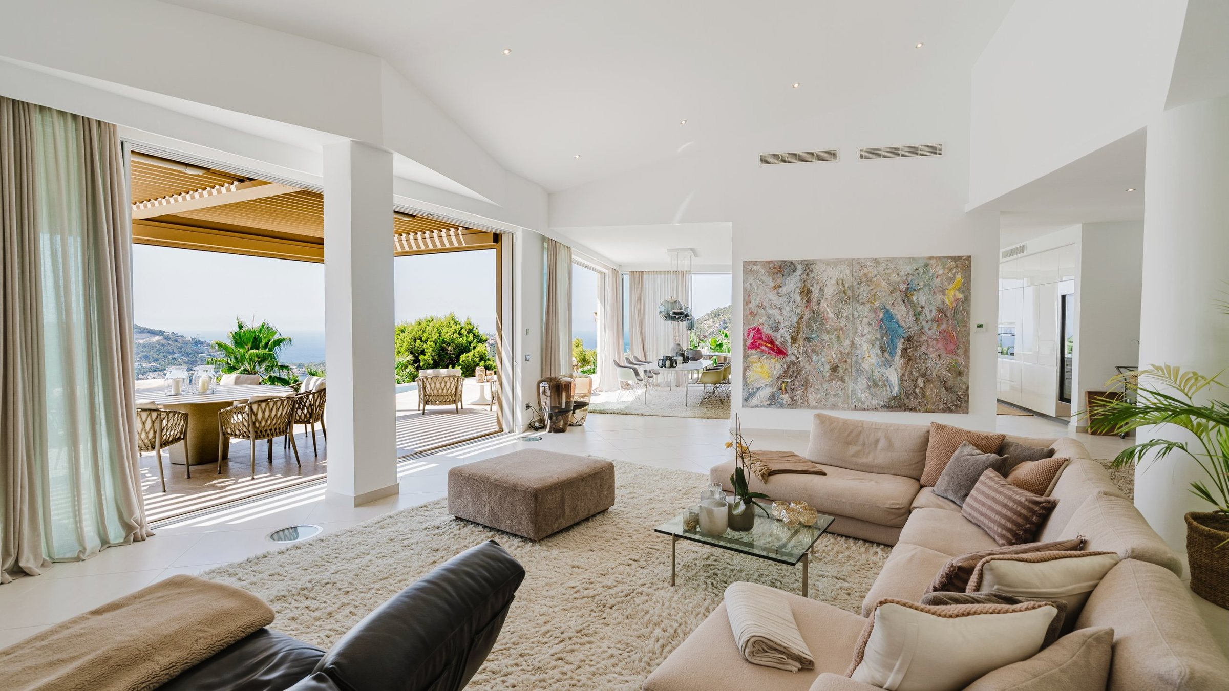 Living room opening to the terrace