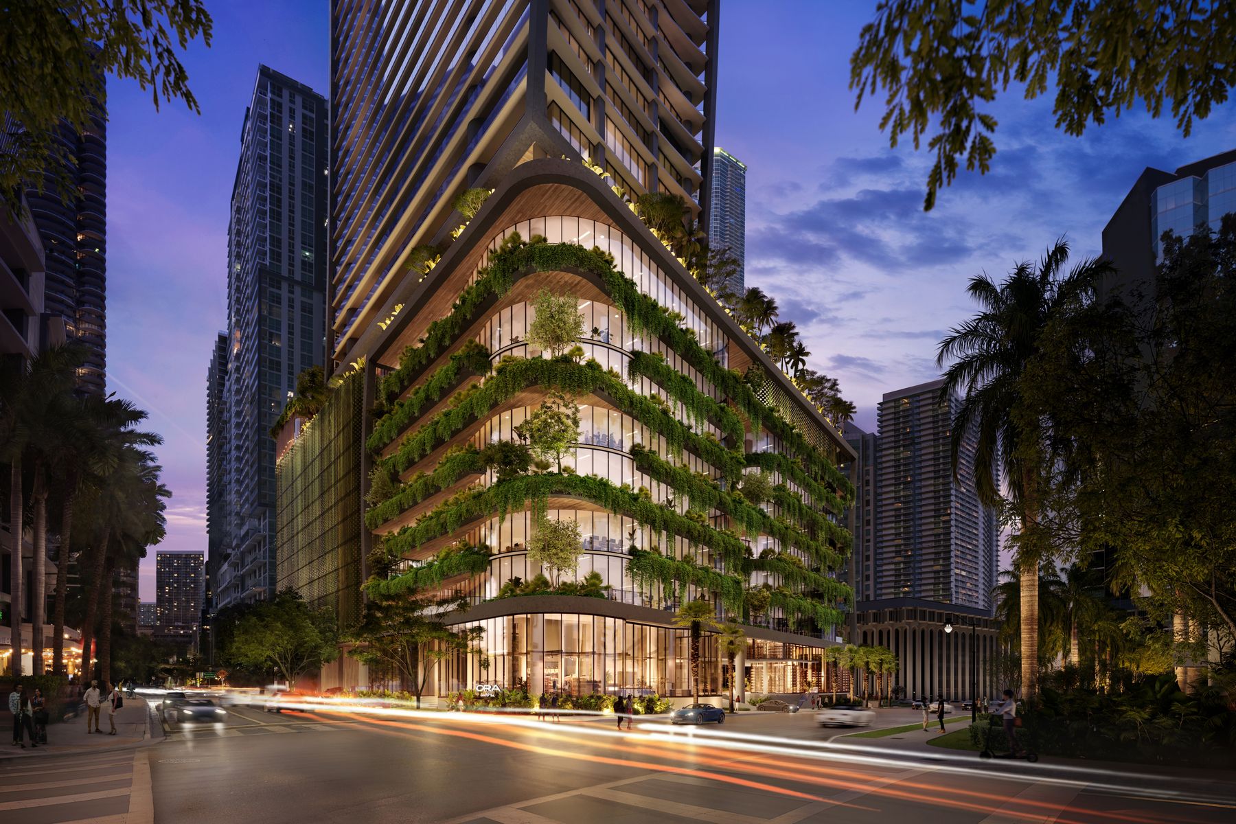 ORA by Casa Tua in Brickell at dusk, visualisation