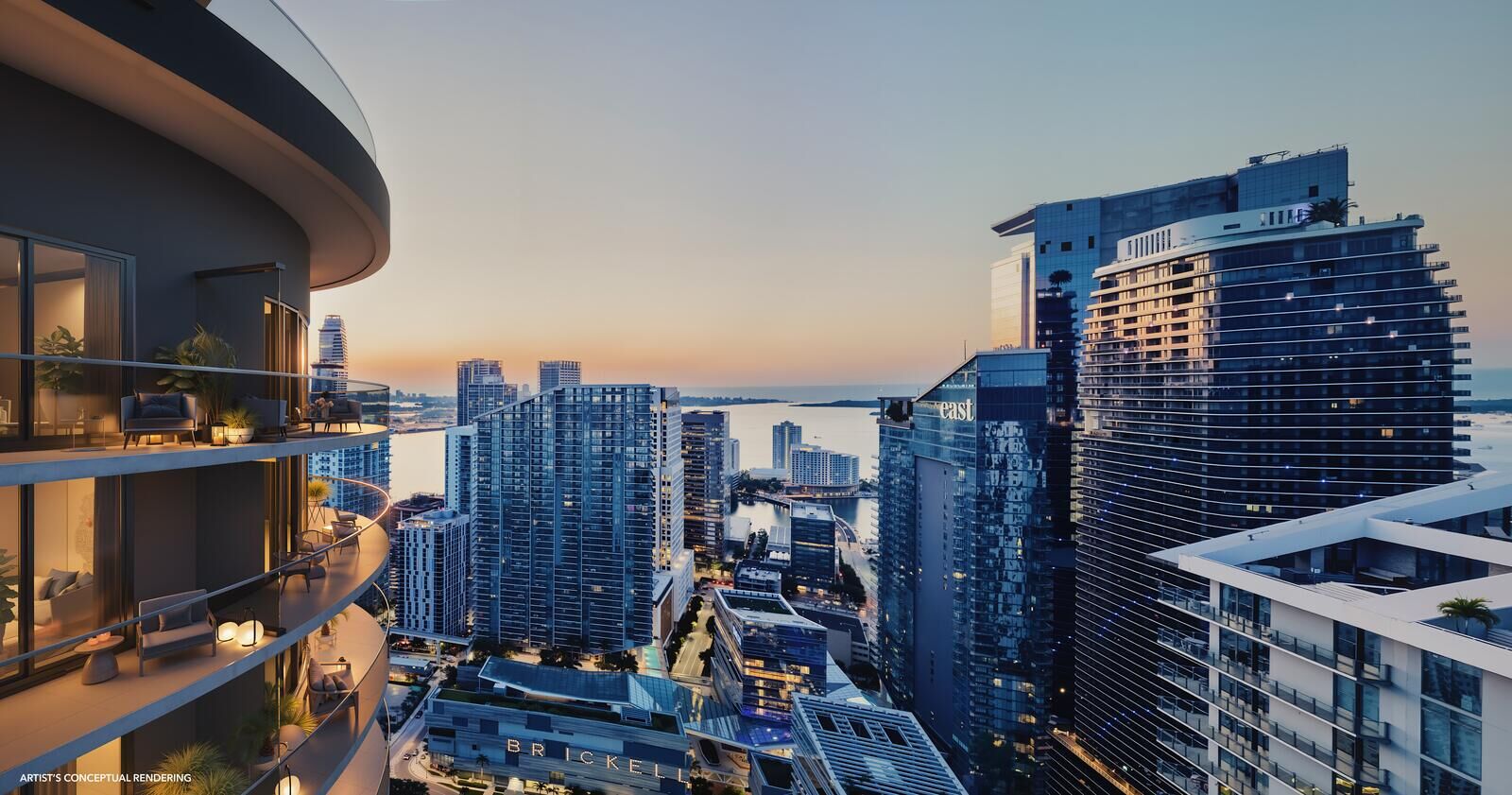 View from a balcony at dusk