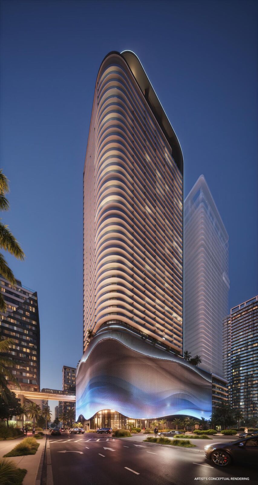 The tower at night