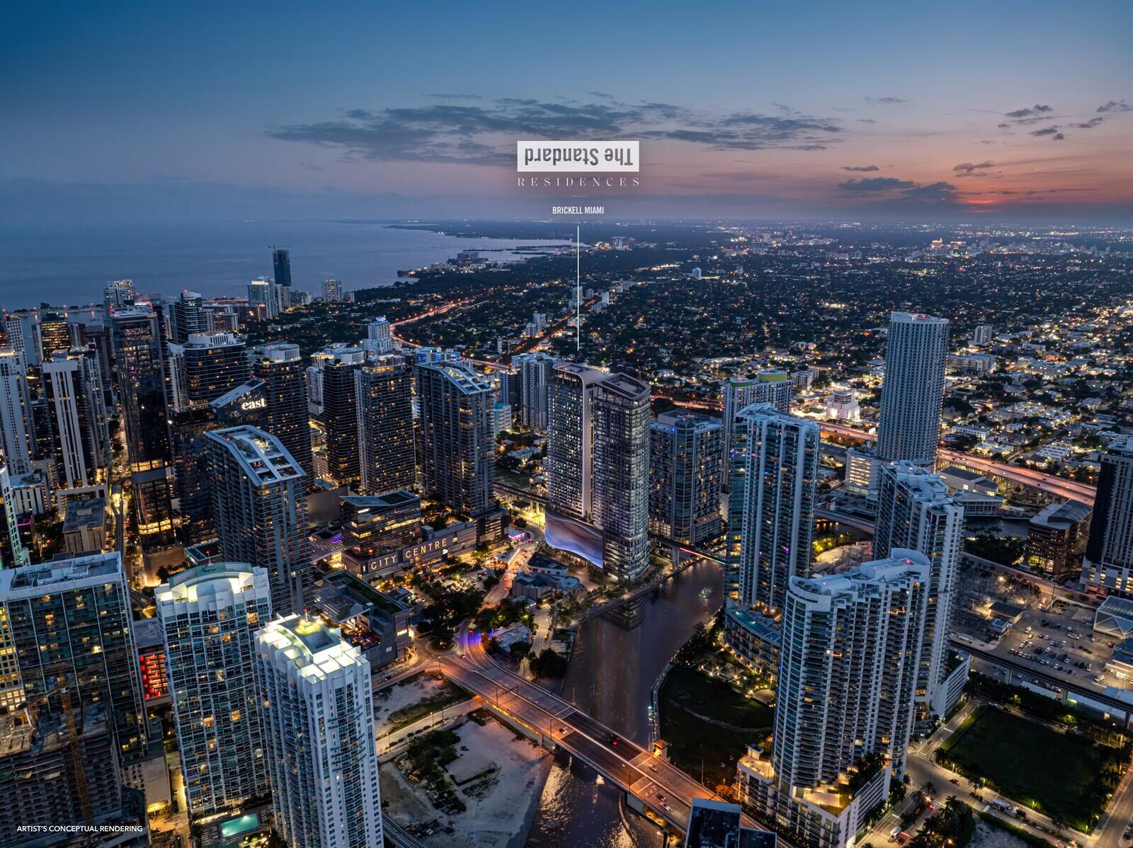 Brickell and the Miami River from above