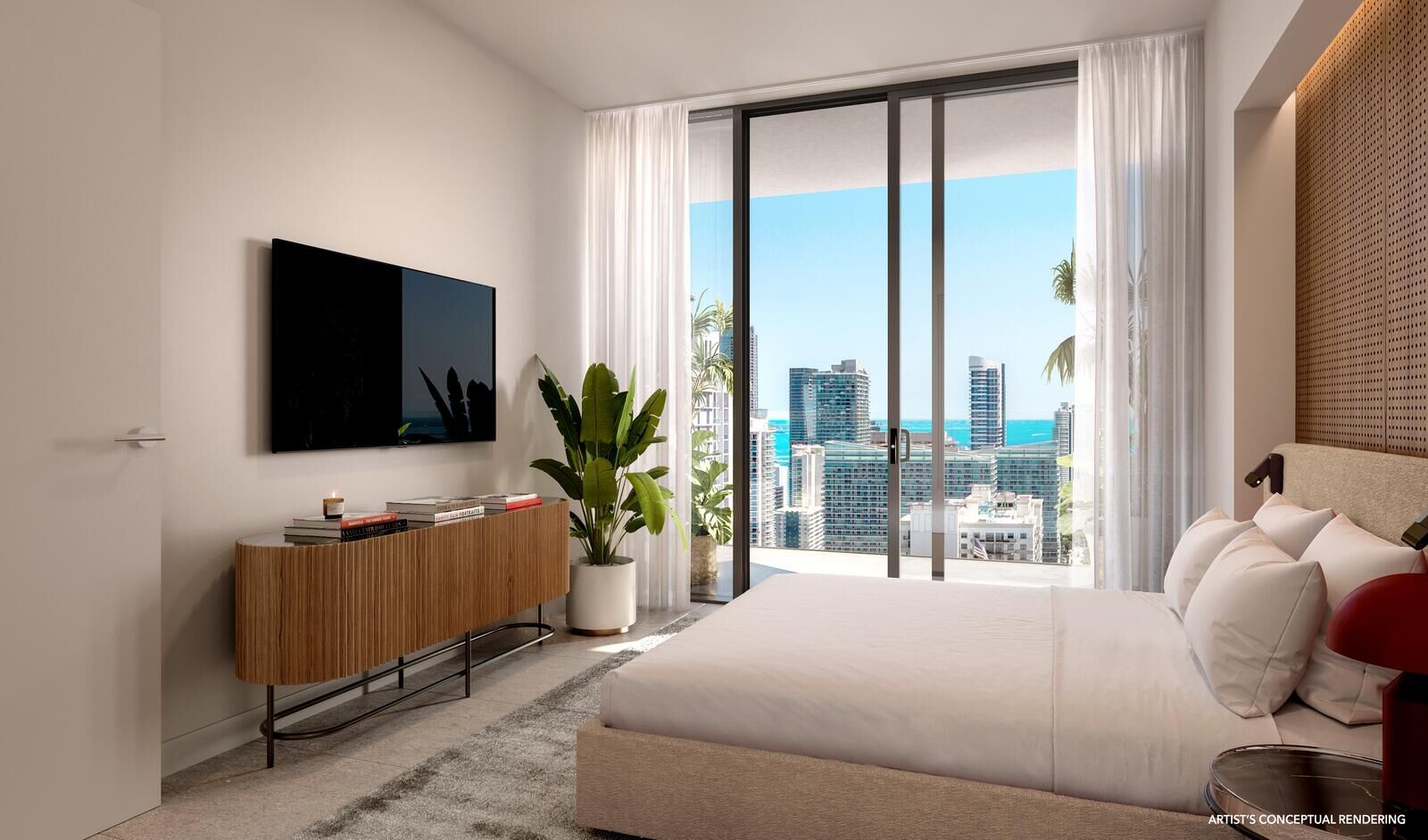 Bedroom with floor-to-ceiling windows